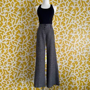 H&M Grey Tweed Print Wide Leg Mid-Rise Dress Pants - S/M